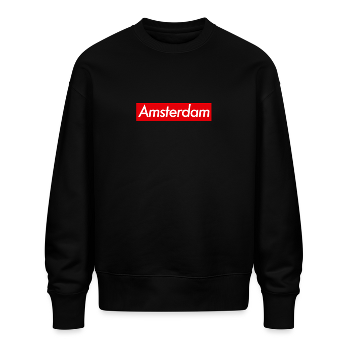 Amsterdam trui . Uniseks oversize bio-sweater . - zwart