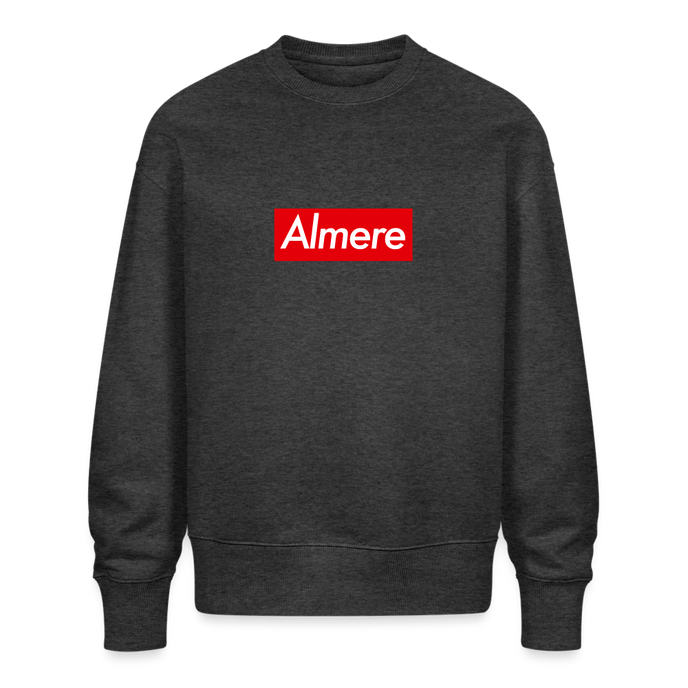 Almere trui. Uniseks oversize bio-sweater. - donkergrijs gemêleerd