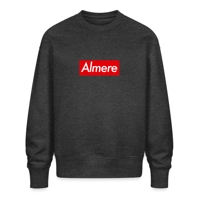 Almere trui. Uniseks oversize bio-sweater. - donkergrijs gemêleerd