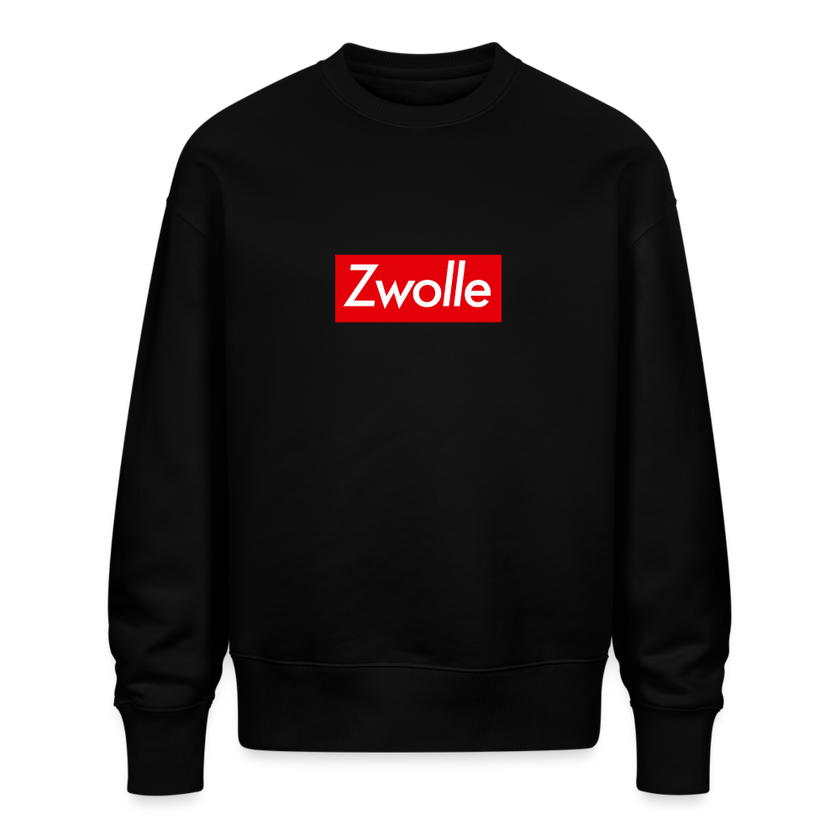 Zwolle trui. Uniseks oversize bio-sweater. - zwart