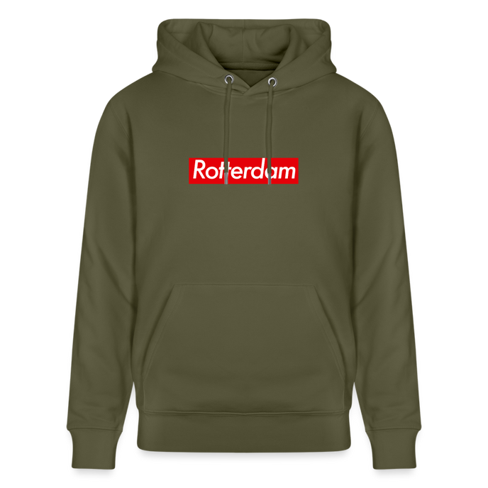 Rotterdam hoodie. Uniseks bio-hoodie. - kakigroen