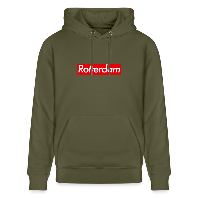 Rotterdam hoodie. Uniseks bio-hoodie. - kakigroen