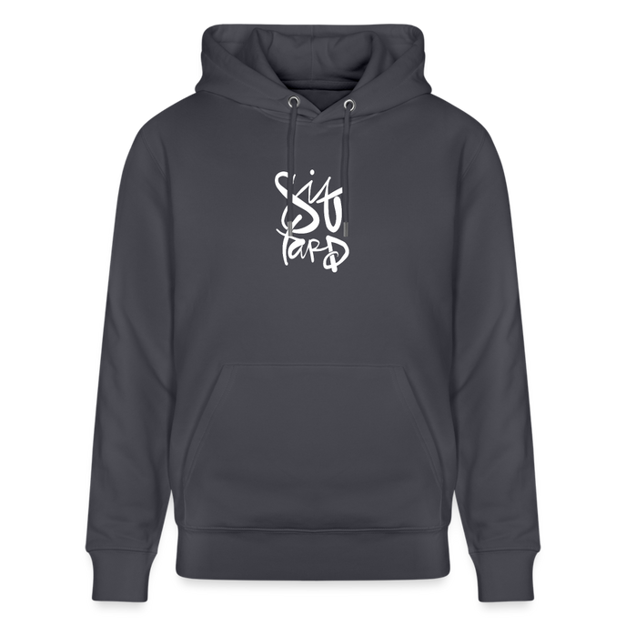 Witte letters Sittard trui. Uniseks bio-hoodie. - indigo