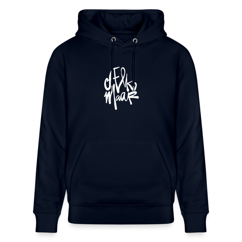 Witte letters Alkmaar trui. Uniseks bio-hoodie. - marine