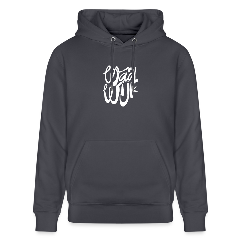 Witte letters Waalwijk hoodies. Uniseks bio-hoodie. - indigo