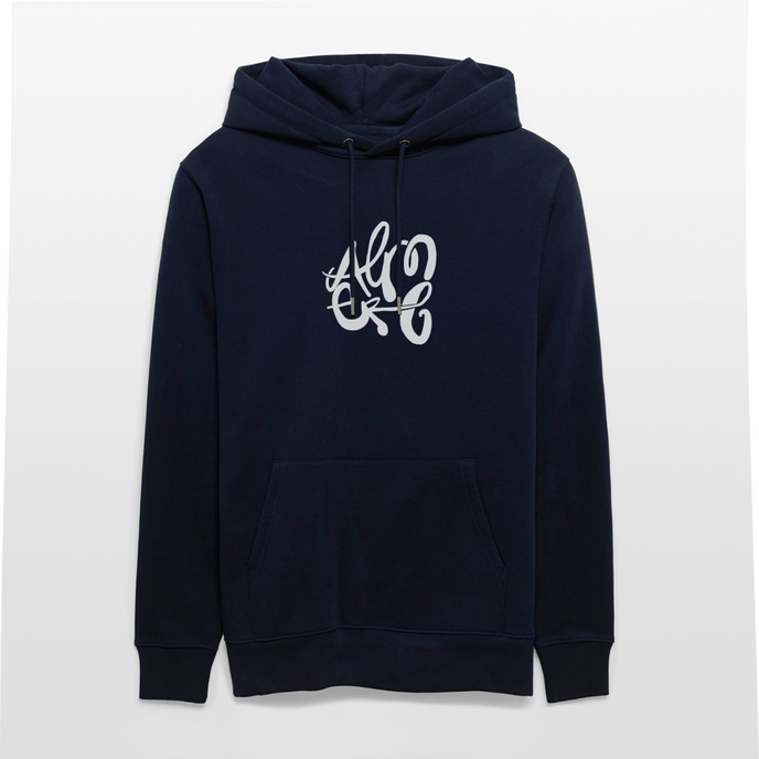 Witte letters Almere trui. Uniseks bio-hoodie. - marine