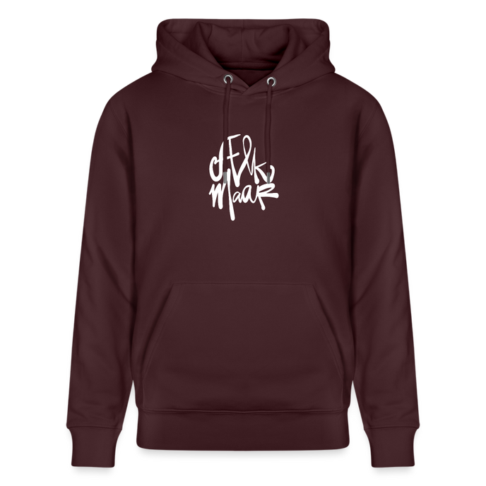 Witte letters Alkmaar trui. Uniseks bio-hoodie. - maroon