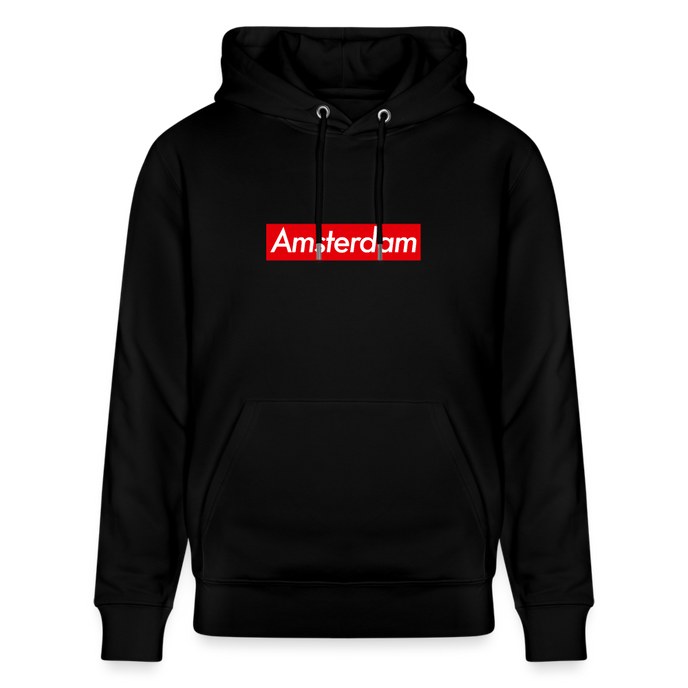 Amsterdam hoodie. Uniseks bio-hoodie. - zwart