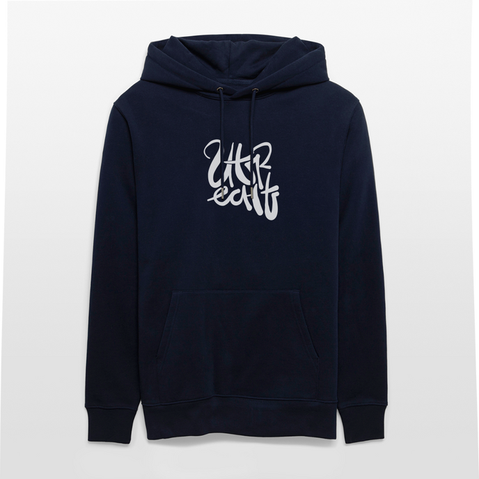 Witte letters Utrecht trui. Uniseks bio-hoodie. - marine