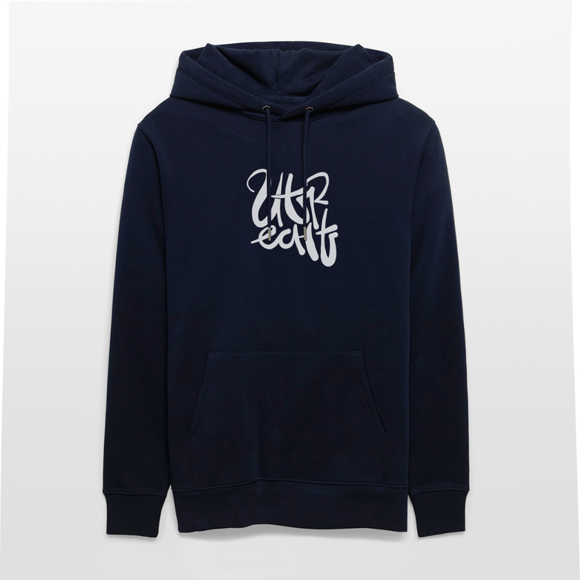 Witte letters Utrecht trui. Uniseks bio-hoodie. - marine