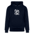 Witte letters Nijmegan trui. Uniseks bio-hoodie. - marine