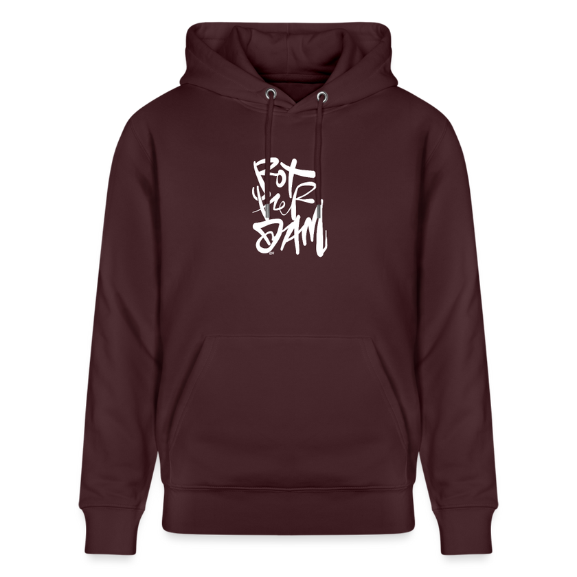 Witte letters Rotterdam trui. Uniseks bio-hoodie. - maroon