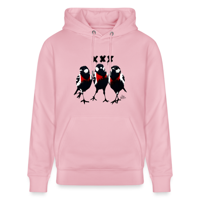 Three cool little birds. Amsterdam shirt. Uniseks bio-hoodie - lichtroze