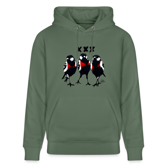 Three cool little birds. Amsterdam shirt. Uniseks bio-hoodie - dennengroen