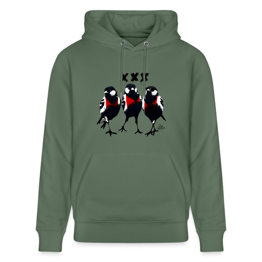 Three cool little birds. Amsterdam shirt. Uniseks bio-hoodie - dennengroen