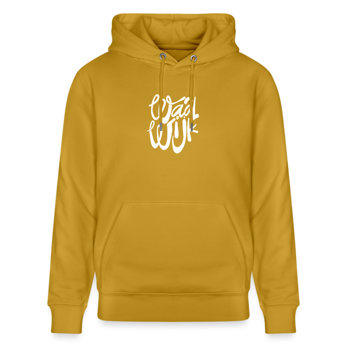 Witte letters Waalwijk hoodies. Uniseks bio-hoodie. - oker