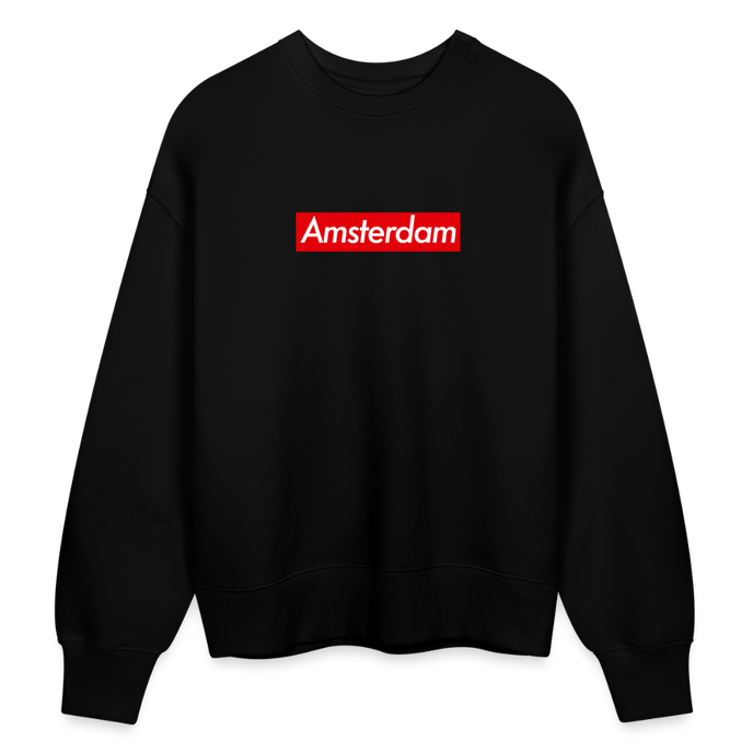 Amsterdam trui . Uniseks oversize bio-sweater . - zwart