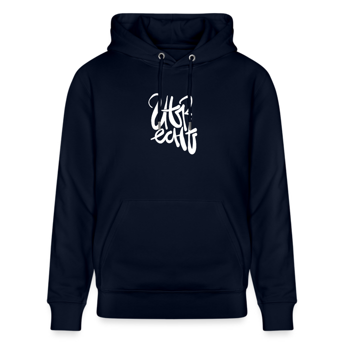 Witte letters Utrecht trui. Uniseks bio-hoodie. - marine