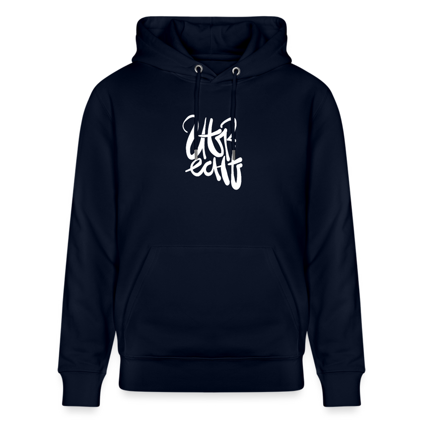 Witte letters Utrecht trui. Uniseks bio-hoodie. - marine