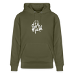 Witte letters Alkmaar trui. Uniseks bio-hoodie. - kakigroen