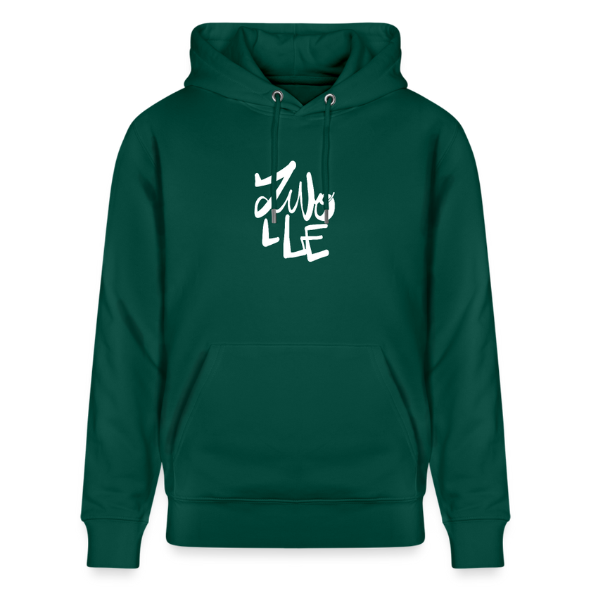 Witte letters Zwolle hoodie. Uniseks bio-hoodie. - forest