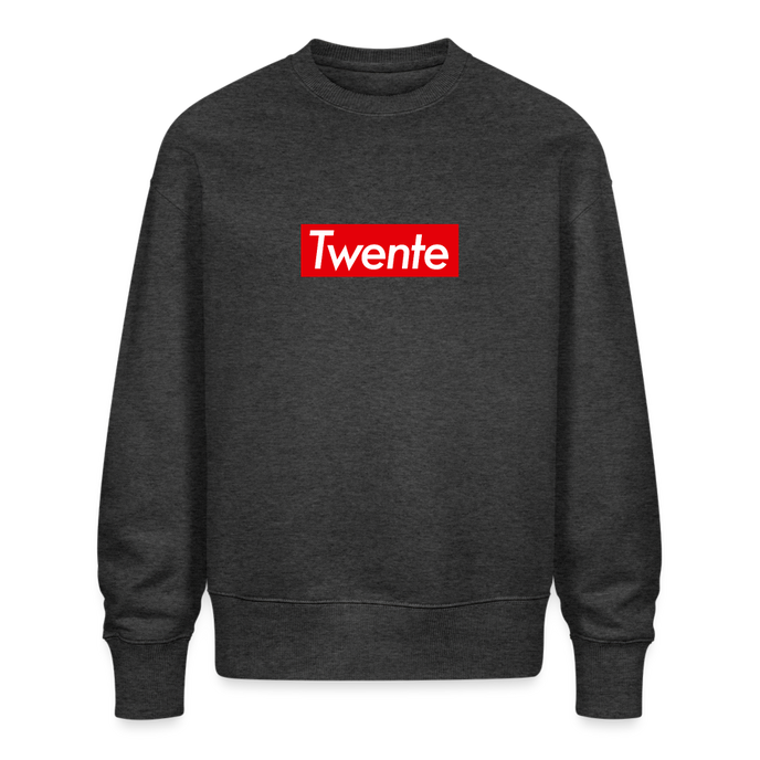 Twente trui. Uniseks oversize bio-sweater. - donkergrijs gemêleerd