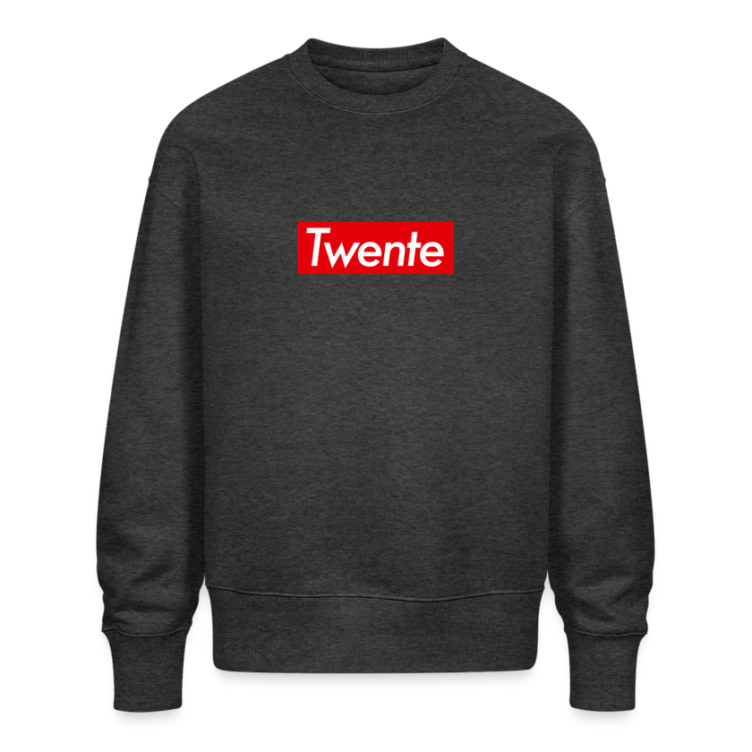 Twente trui. Uniseks oversize bio-sweater. - donkergrijs gemêleerd