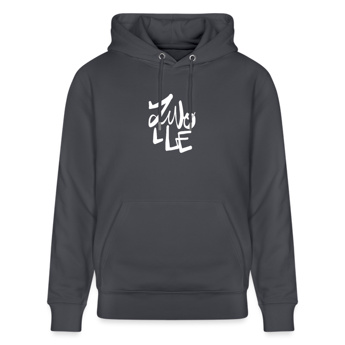 Witte letters Zwolle hoodie. Uniseks bio-hoodie. - indigo