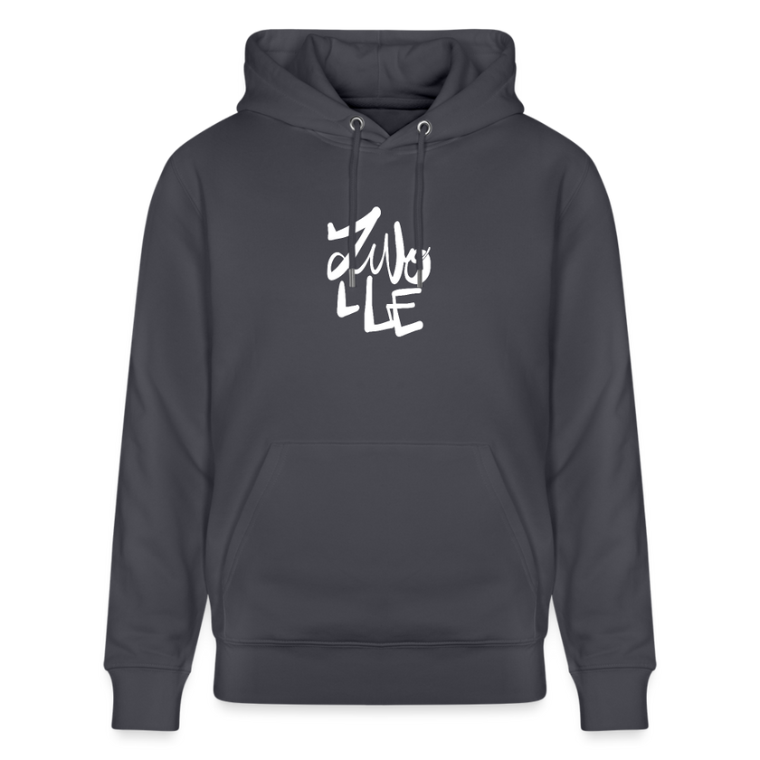 Witte letters Zwolle hoodie. Uniseks bio-hoodie. - indigo