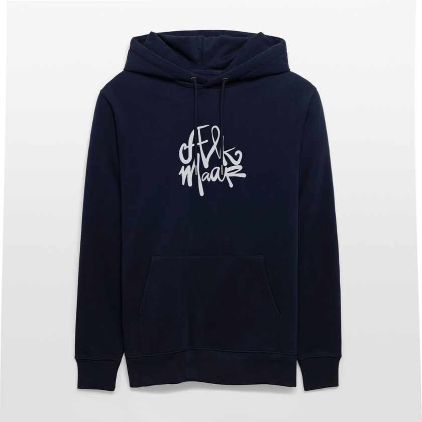 Witte letters Alkmaar trui. Uniseks bio-hoodie. - marine