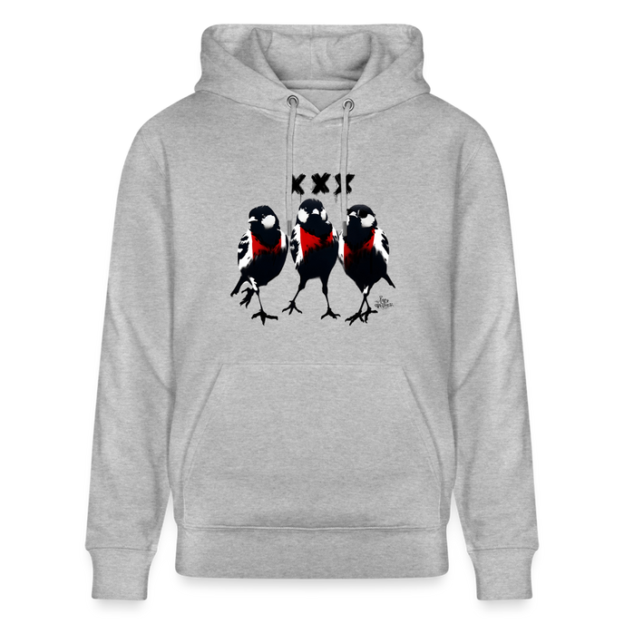 Three cool little birds. Amsterdam shirt. Uniseks bio-hoodie - grijs gemêleerd