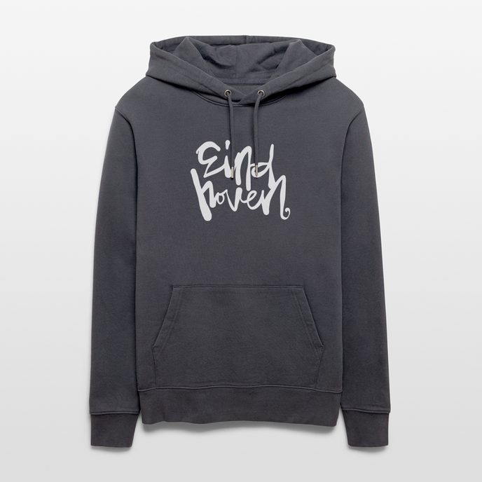 Witte letters Eindhoven trui. Uniseks bio-hoodie. - indigo