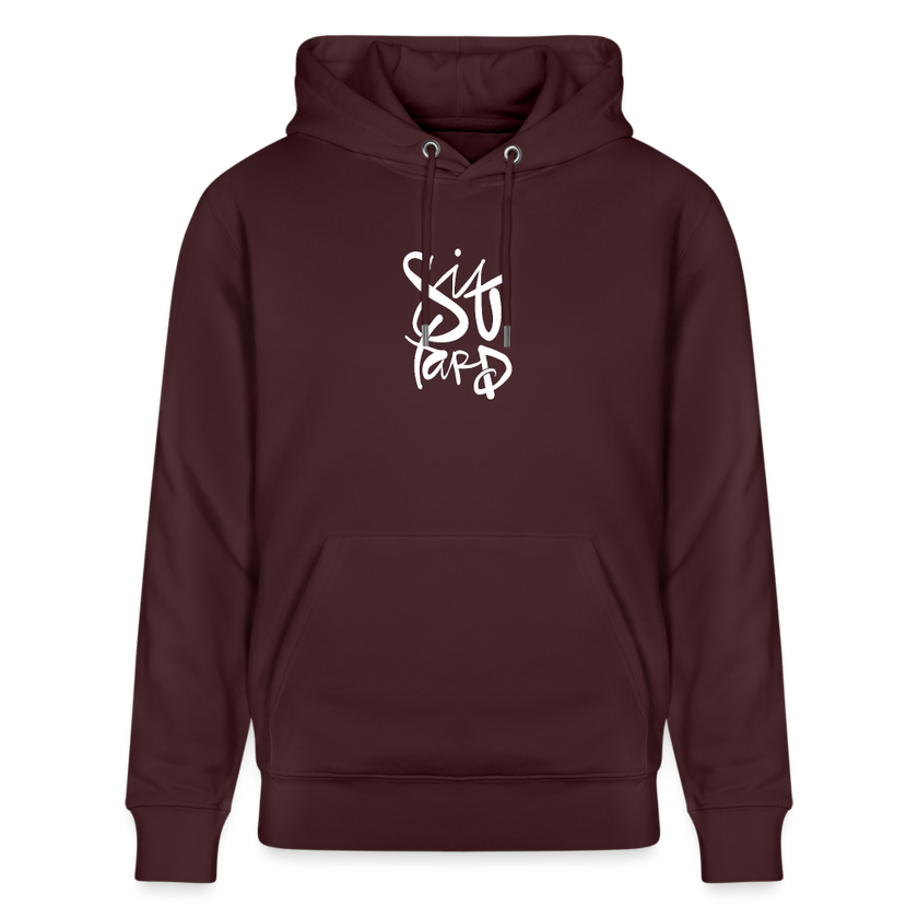 Witte letters Sittard trui. Uniseks bio-hoodie. - maroon