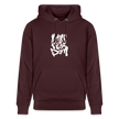 Witte letters Amsterdam trui. Uniseks bio-hoodie. - maroon