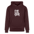 Witte letters Amsterdam trui. Uniseks bio-hoodie. - maroon