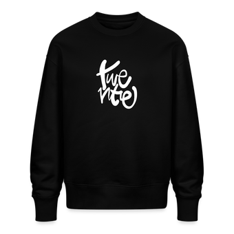 Witte letters Twente trui. Uniseks oversize bio-sweater. - zwart