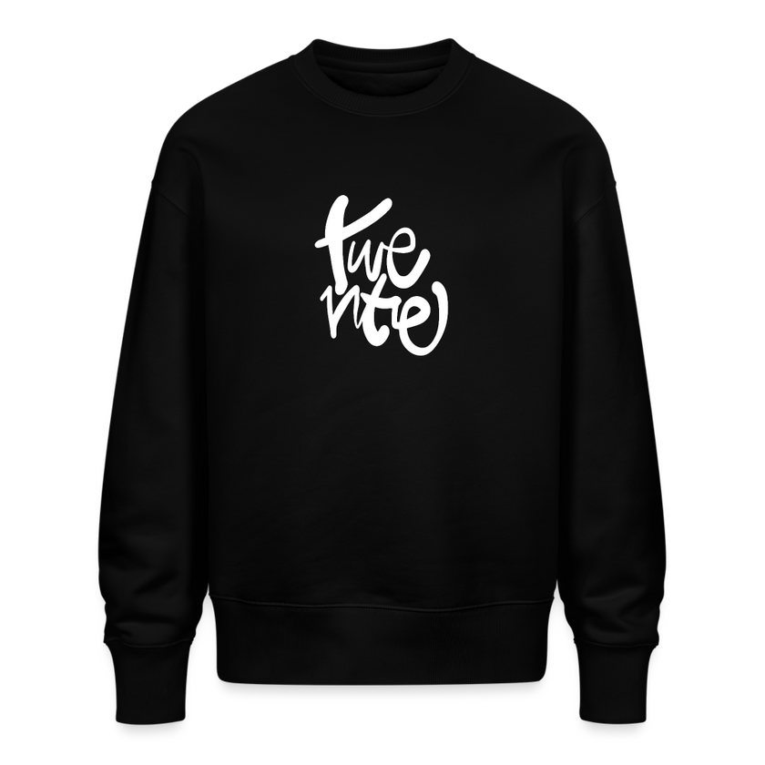 Witte letters Twente trui. Uniseks oversize bio-sweater. - zwart