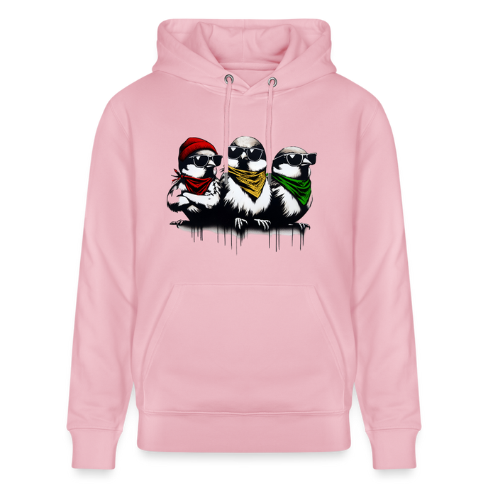 Three bad #ass little birds, bob Marley Amsterdam Uniseks bio-hoodie - lichtroze