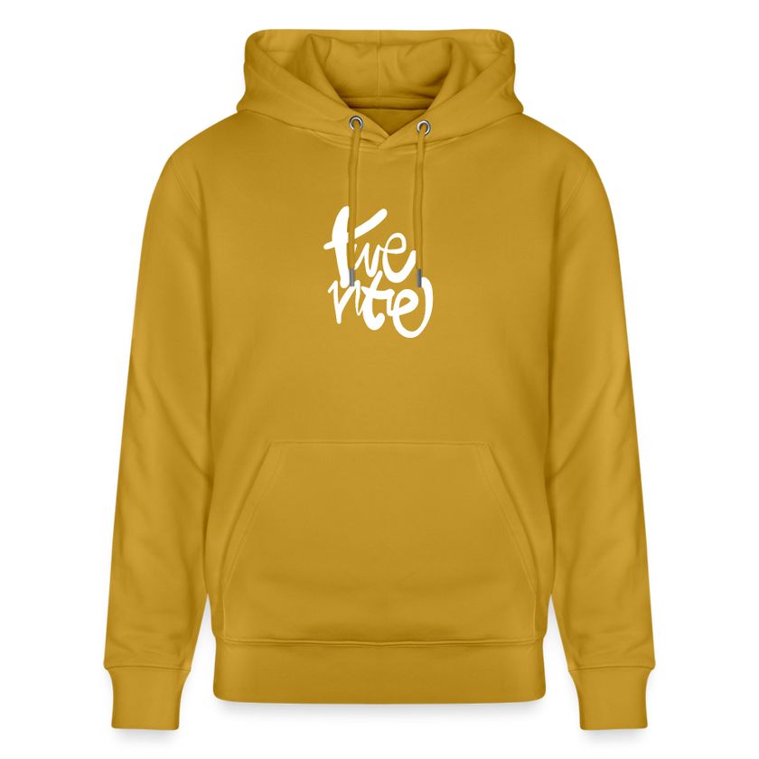 Witte letters Twente trui. Uniseks bio-hoodie. - oker