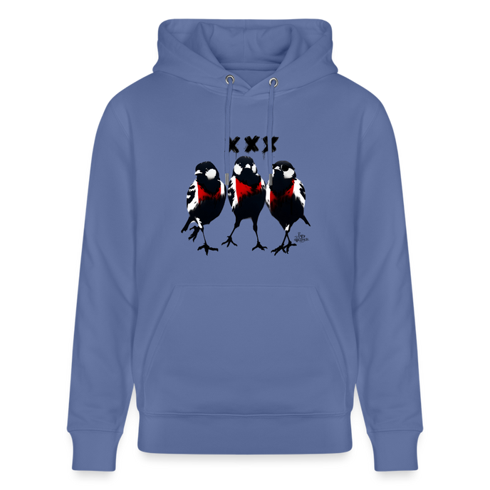 Three cool little birds. Amsterdam shirt. Uniseks bio-hoodie - blauw