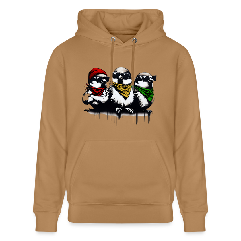 Three bad #ass little birds, bob Marley Amsterdam Uniseks bio-hoodie - Latte