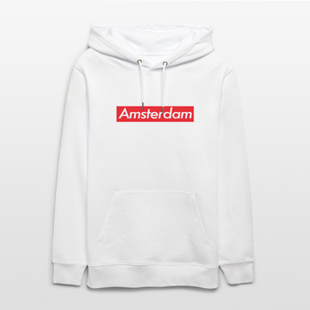 Amsterdam hoodie. Uniseks bio-hoodie. - wit