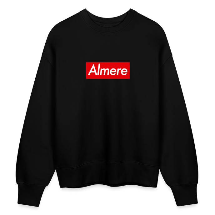 Almere trui. Uniseks oversize bio-sweater. - zwart