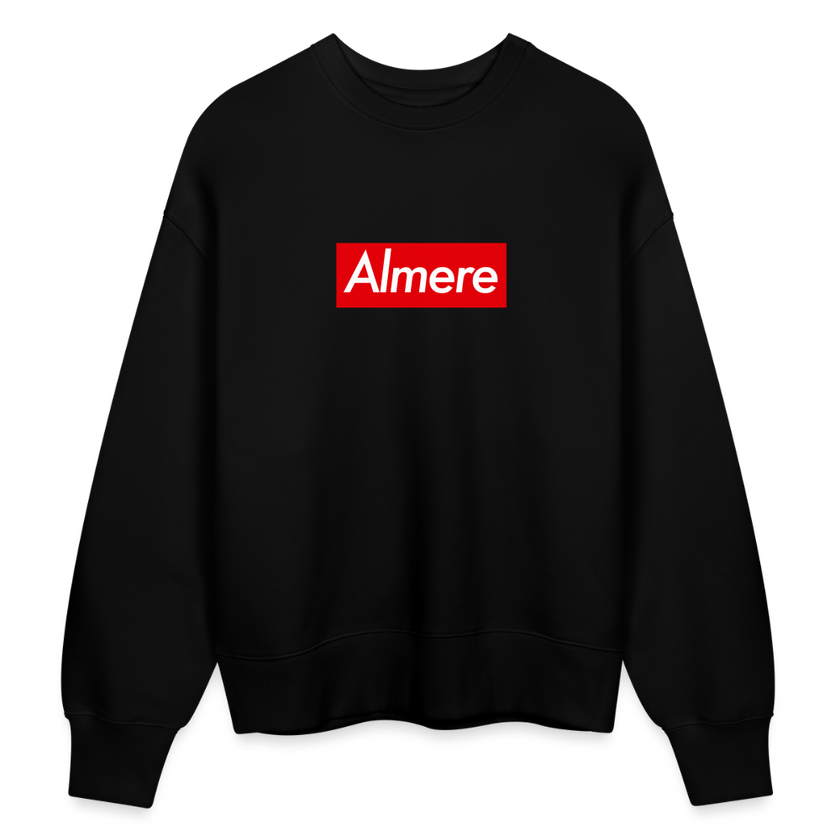 Almere trui. Uniseks oversize bio-sweater. - zwart