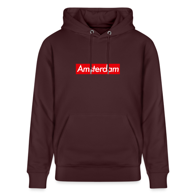 Amsterdam hoodie. Uniseks bio-hoodie. - maroon