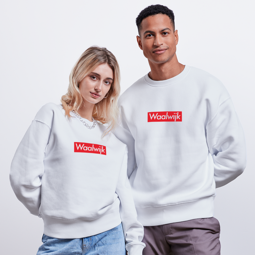 Waalwijk trui. Uniseks oversize bio-sweater. - wit