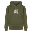 Witte letters Almere trui. Uniseks bio-hoodie. - kakigroen