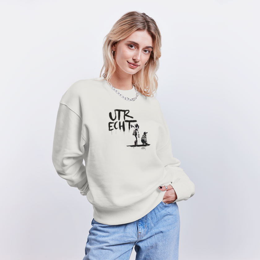 Boefjes Utrecht. Uniseks oversize bio-sweater. - OFF WHITE