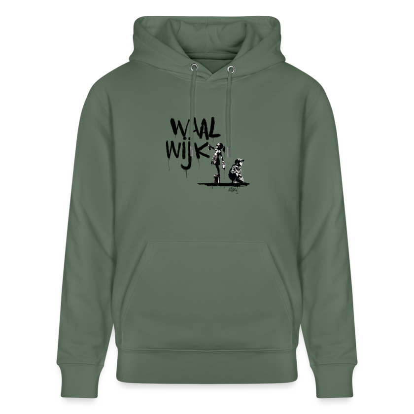 Boefjes Waalwijk.Uniseks bio-hoodie. - dennengroen