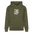 Witte letters Waalwijk hoodies. Uniseks bio-hoodie. - kakigroen